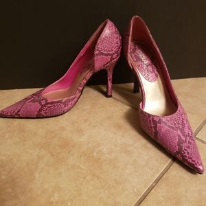 Pink snakeskin print shoes